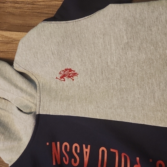 U.s Polo Assn. Blue and Gray Logo Hoodie Size Large 10-12 - Picture 3 of 4